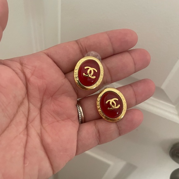 Red and Gold Logo Earrings - Picture 1 of 2